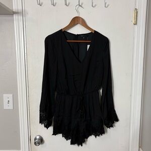 Kendall & Kylie Black Lace Romper Goth Long Flutter Sleeve Small